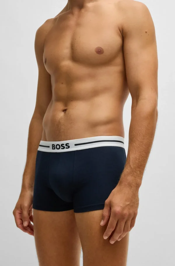 HUGO BOSS Roupa Interior>Three-pack Of Stretch-cotton Plain And Monogrammed Trunks
