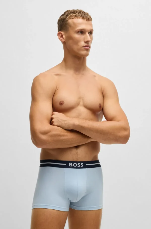 HUGO BOSS Roupa Interior>Three-pack Of Stretch-cotton Plain And Monogrammed Trunks