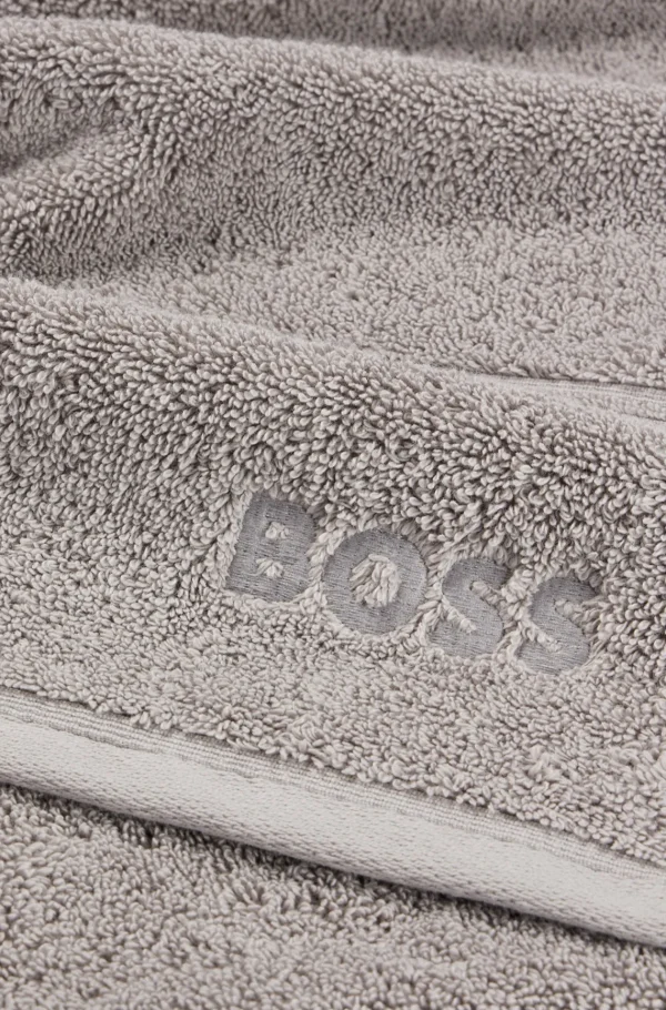 MULHER HUGO BOSS Mais Acessórios>Toalha De Banho De Algodão Egeu Prateado Com Logótipo Tonal