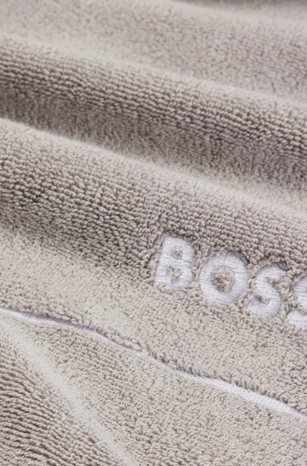 MULHER HUGO BOSS Mais Acessórios>Toalha De Banho De Algodão Com Logótipo Branco Bordado