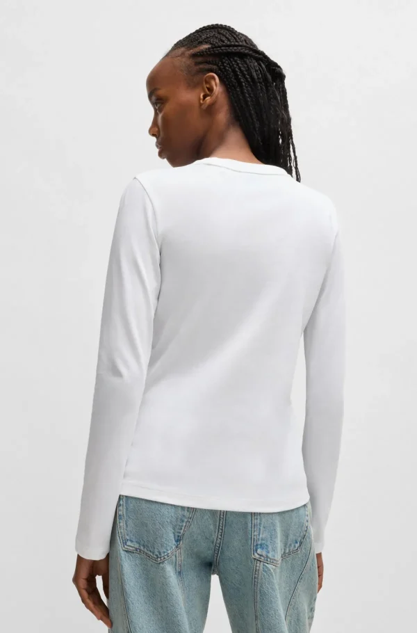 MULHER HUGO BOSS T-Shirts E Tops>Top De Algodão Com Emblema De Logótipo De Happy HUGO
