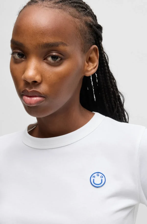 MULHER HUGO BOSS T-Shirts E Tops>Top De Algodão Com Emblema De Logótipo De Happy HUGO