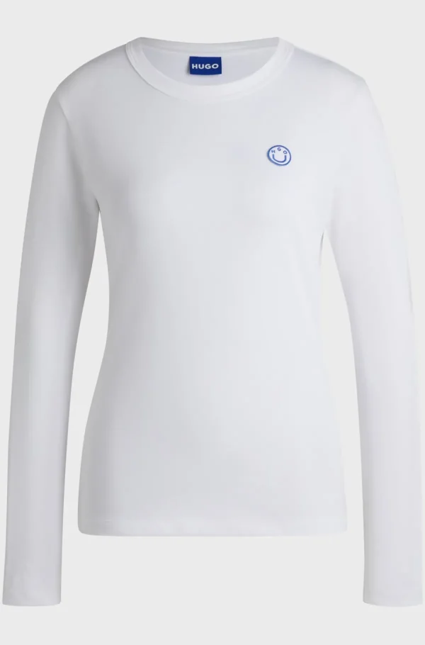 MULHER HUGO BOSS T-Shirts E Tops>Top De Algodão Com Emblema De Logótipo De Happy HUGO