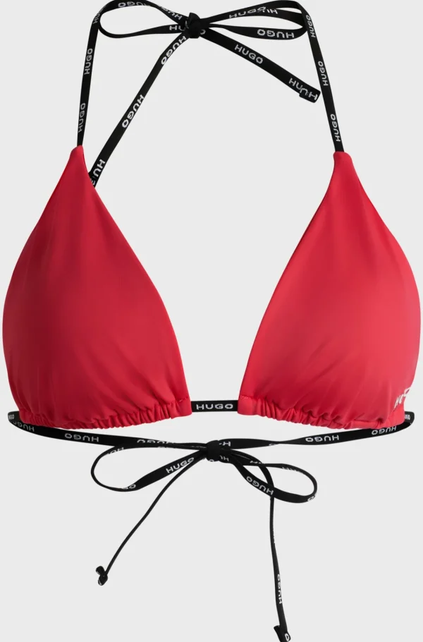 MULHER HUGO BOSS Roupa De Praia>Top De Biquíni Triangular Com Alças Com Logótipo Contrastante