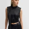 MULHER HUGO BOSS T-Shirts E Tops>Top De Cetim Sem Mangas Com Detalhe No Colarinho
