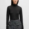 MULHER HUGO BOSS T-Shirts E Tops>Top De Gola Alta De Ajuste Slim Em Jersey Macio