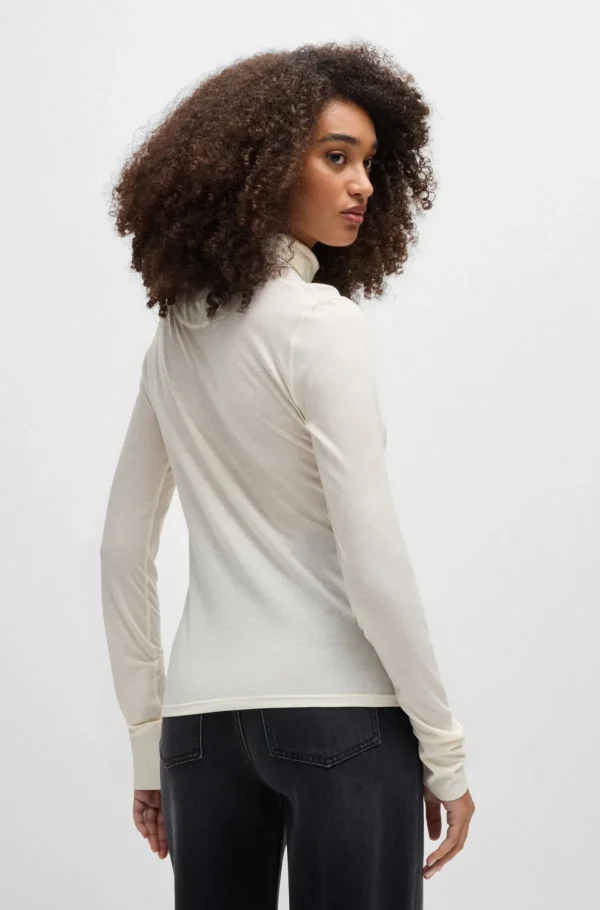 MULHER HUGO BOSS Camisolas E Cardigans>Top De Gola Alta De Ajuste Slim Em Jersey Macio