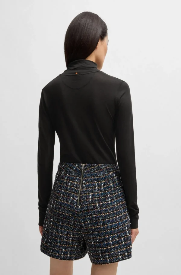 MULHER HUGO BOSS T-Shirts E Tops>Top De Gola Alta De Ajuste Slim Em Jersey Macio
