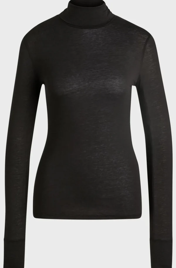MULHER HUGO BOSS T-Shirts E Tops>Top De Gola Alta De Ajuste Slim Em Jersey Macio