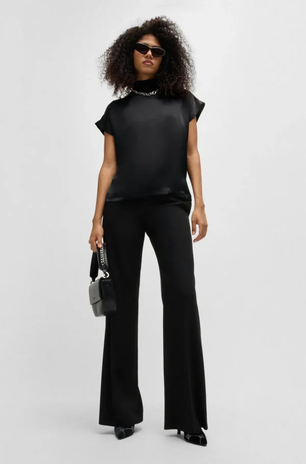 MULHER HUGO BOSS T-Shirts E Tops>Top De Gola Alta Em Cetim Fluente