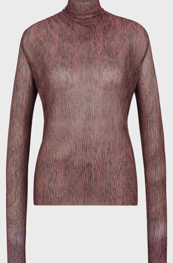 MULHER HUGO BOSS T-Shirts E Tops>Top De Gola Alta Em Tule Plissado