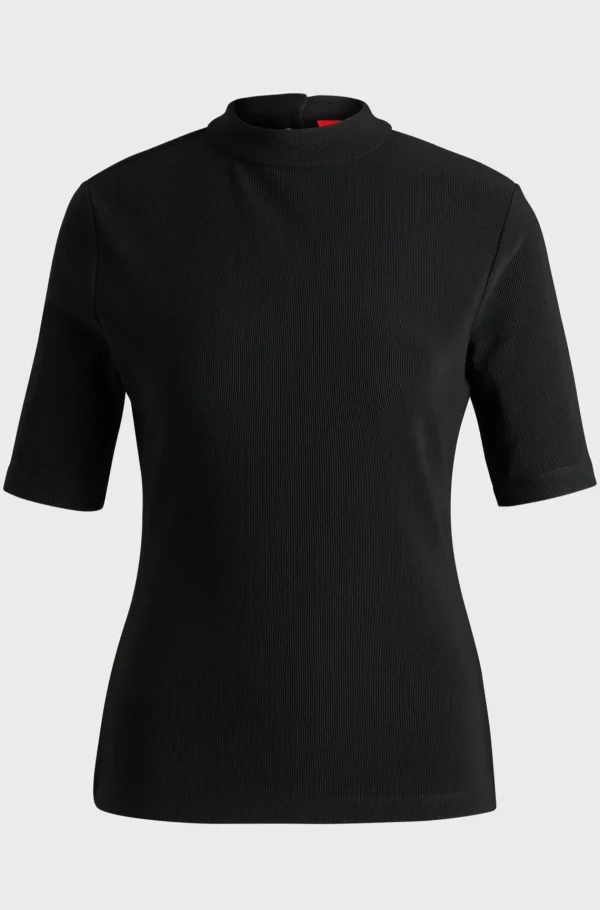 MULHER HUGO BOSS T-Shirts E Tops>Top Justo Em Jersey Canelado Com Meia Gola