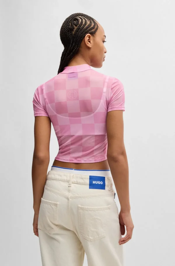 MULHER HUGO BOSS T-Shirts E Tops>Top Recortado Em Malha Elástica Estampada