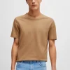 HUGO BOSS T-Shirts | Artigos Essenciais>T-shirt Com Mistura De Algodão E Padrão Jacquard Com Bolhas