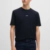 HUGO BOSS Artigos Essenciais>T-shirt De Ajuste Descontraído Em Algodão Elástico Com Estampado Do Logótipo
