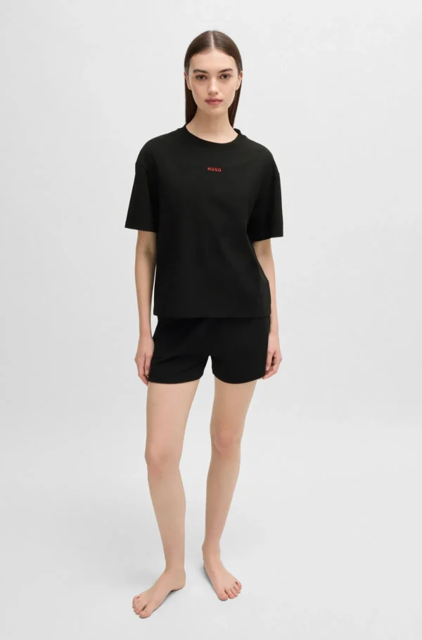 MULHER HUGO BOSS Pijamas E Loungewear>T-shirt De Ajuste Descontraído Com Logótipo De Impressão De Silicone