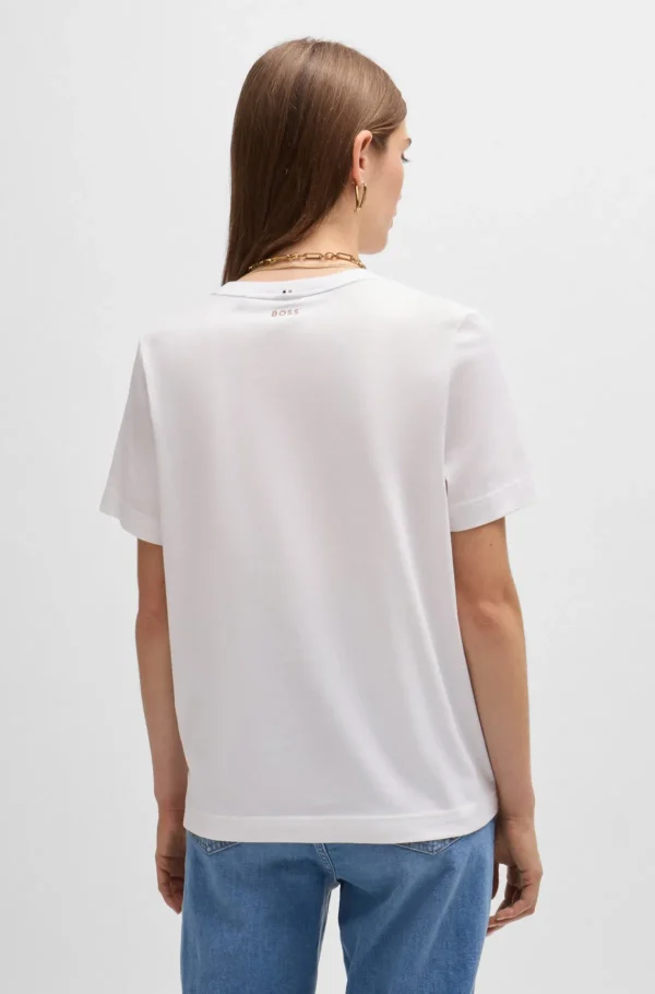 MULHER HUGO BOSS Artigos Essenciais>T-shirt De Ajuste Descontraído Em Jersey De Algodão