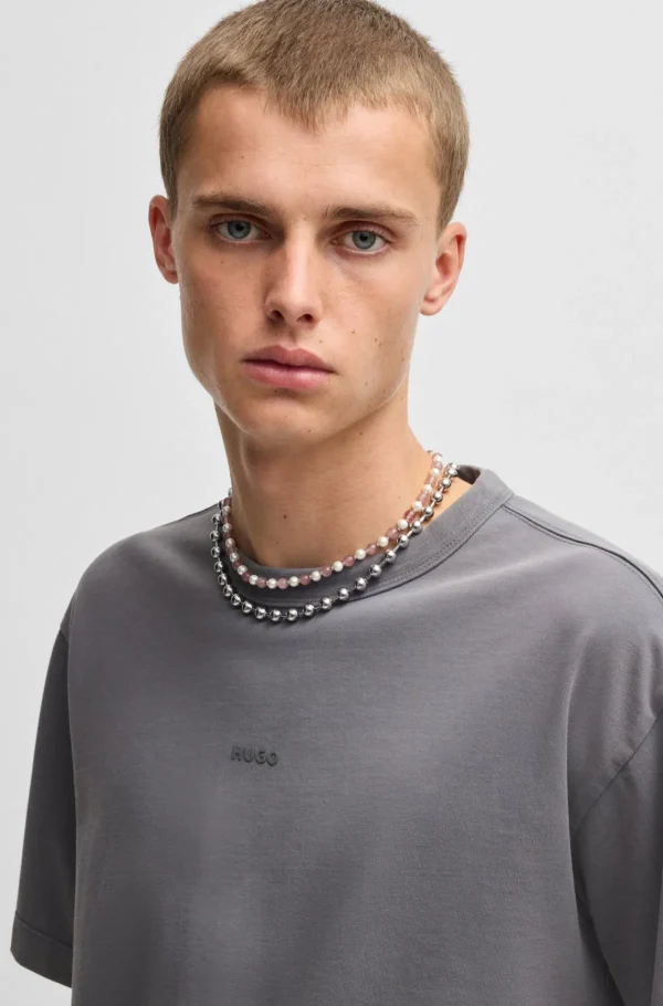 HUGO BOSS T-Shirts>T-shirt De Ajuste Descontraído De Algodão Com Estampado De Logótipo