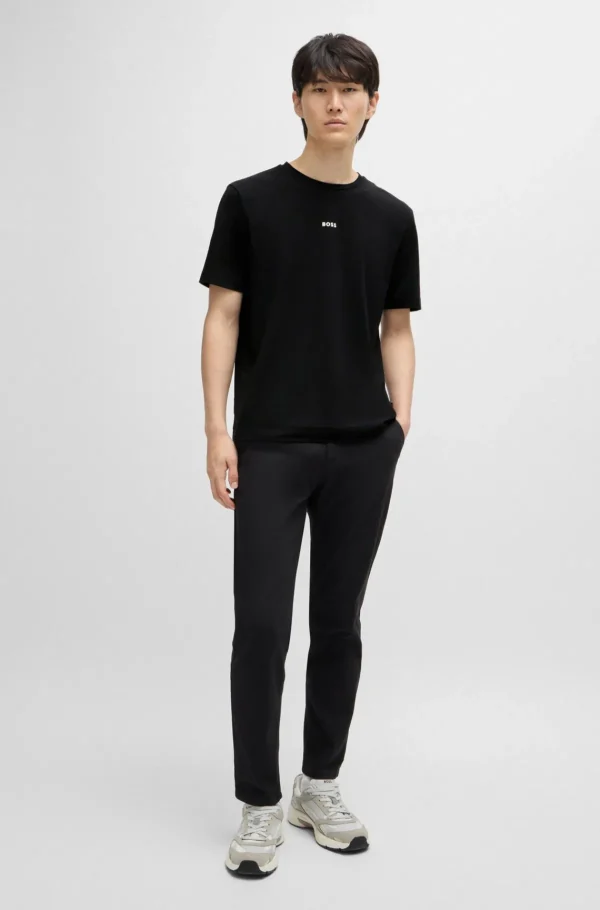 HUGO BOSS T-Shirts>T-shirt De Ajuste Descontraído Em Algodão Elástico Com Estampado Do Logótipo