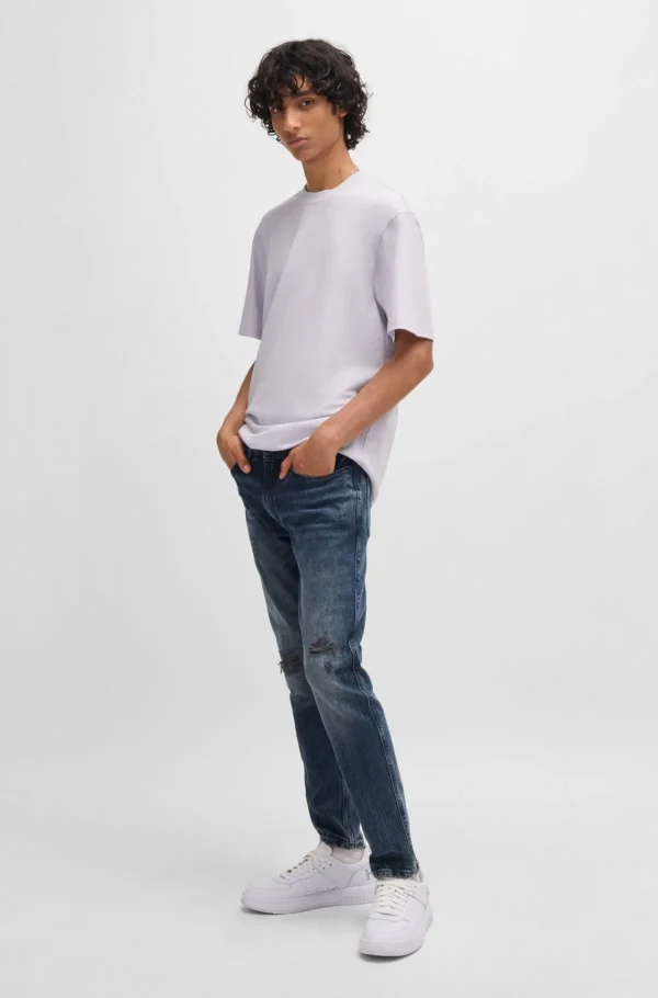 HUGO BOSS T-Shirts>T-shirt De Ajuste Descontraído Em Algodão Com Estampado Do Logótipo