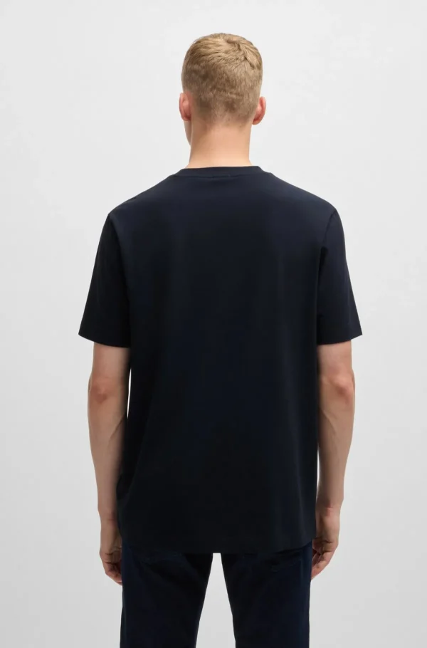HUGO BOSS Artigos Essenciais>T-shirt De Ajuste Descontraído Em Algodão Elástico Com Estampado Do Logótipo