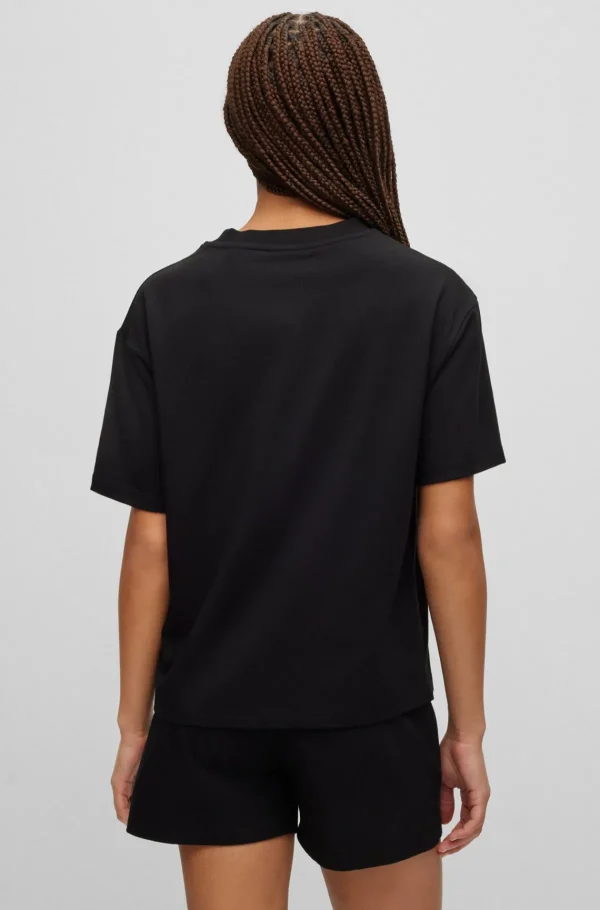 MULHER HUGO BOSS Pijamas E Loungewear>T-shirt De Ajuste Descontraído Com Logótipo De Impressão De Silicone
