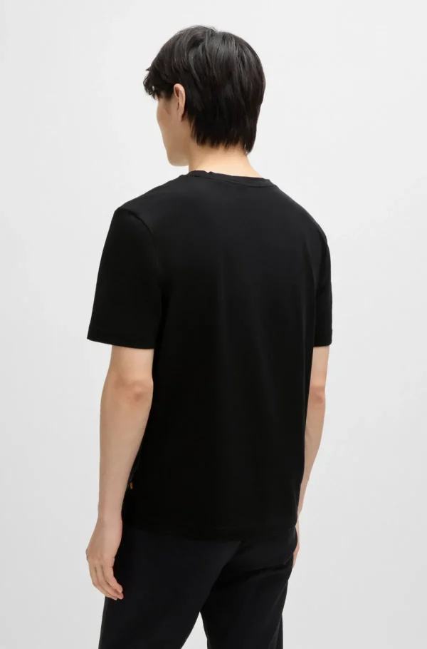 HUGO BOSS T-Shirts>T-shirt De Ajuste Descontraído Em Algodão Elástico Com Estampado Do Logótipo