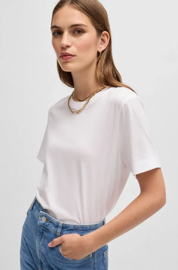 MULHER HUGO BOSS Artigos Essenciais>T-shirt De Ajuste Descontraído Em Jersey De Algodão