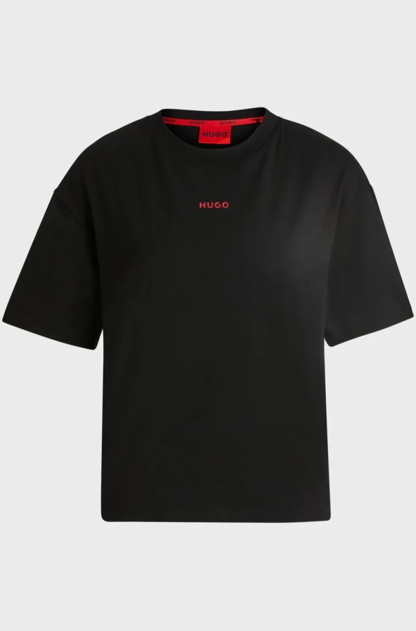 MULHER HUGO BOSS Pijamas E Loungewear>T-shirt De Ajuste Descontraído Com Logótipo De Impressão De Silicone