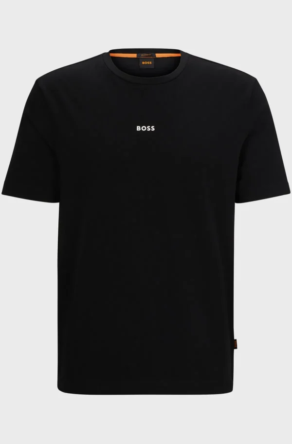 HUGO BOSS T-Shirts>T-shirt De Ajuste Descontraído Em Algodão Elástico Com Estampado Do Logótipo