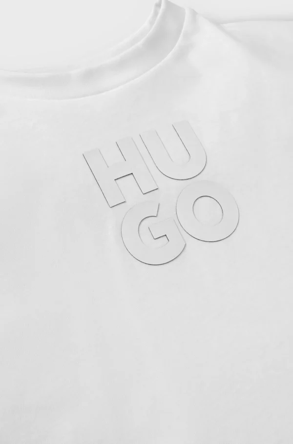 Crianças HUGO BOSS Partes De Cima Para Rapaz>T-shirt De Ajuste Largo Para Criança Em Algodão Com Logótipo Sobreposto