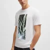 HUGO BOSS T-Shirts>T-shirt De Ajuste Regular Em Algodão Elástico Com Motivo Sazonal