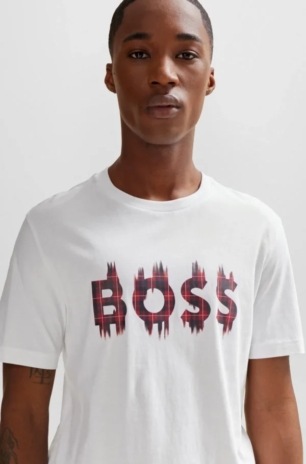 HUGO BOSS T-Shirts>T-shirt De Ajuste Regular Em Jersey De Algodão Com Arte Sazonal