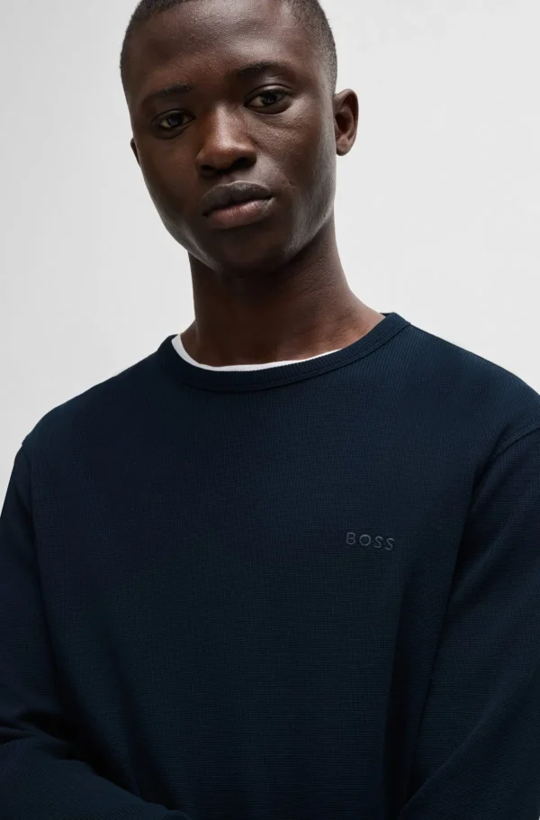HUGO BOSS T-Shirts>T-shirt De Ajuste Regular Em Mistura De Algodão Com Logótipo Bordado