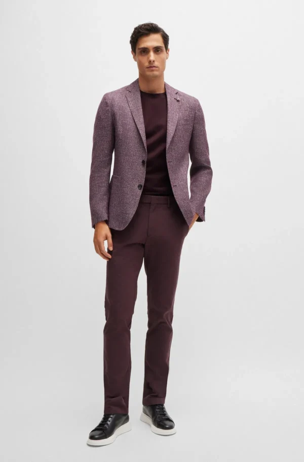 HUGO BOSS T-Shirts>T-shirt De Ajuste Regular Em Algodão Ripstop Com Acabamentos Simples