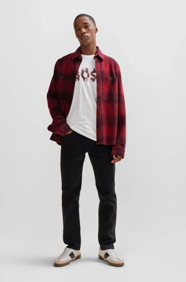 HUGO BOSS T-Shirts>T-shirt De Ajuste Regular Em Jersey De Algodão Com Arte Sazonal