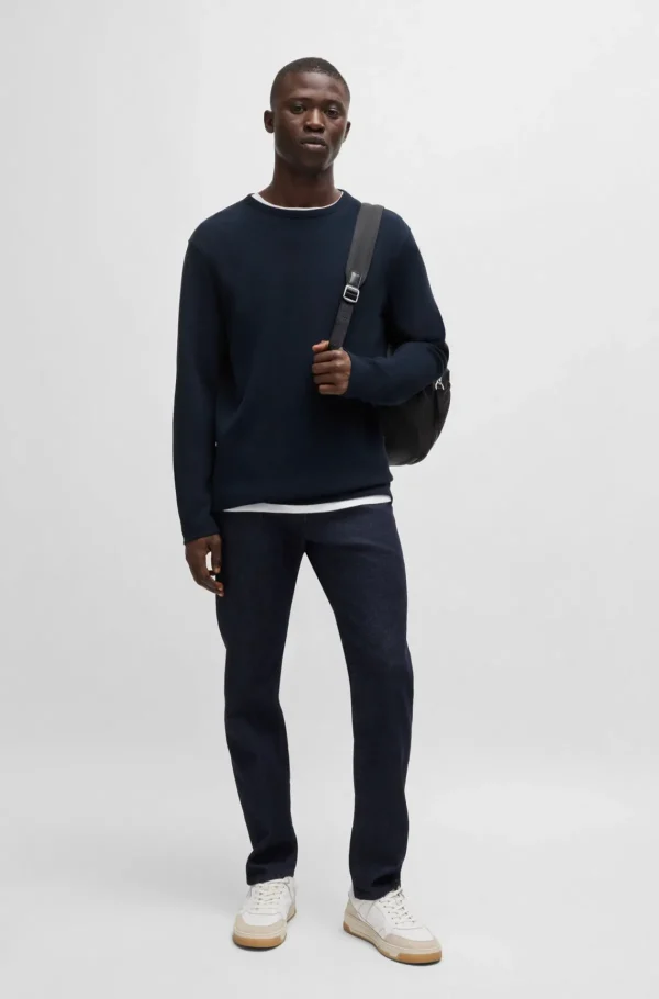 HUGO BOSS T-Shirts>T-shirt De Ajuste Regular Em Mistura De Algodão Com Logótipo Bordado