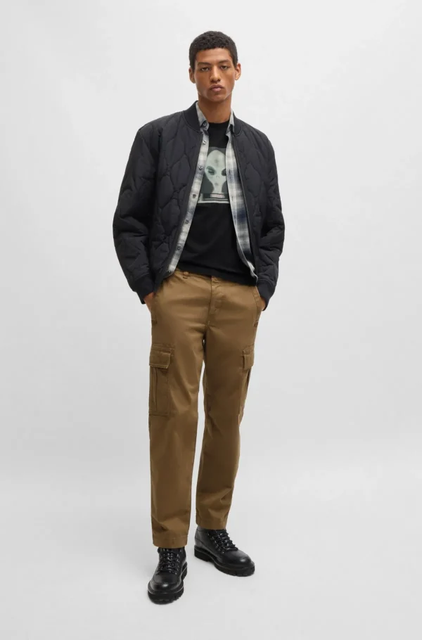 HUGO BOSS T-Shirts>T-shirt De Ajuste Regular Em Jersey De Algodão Com Arte Sazonal