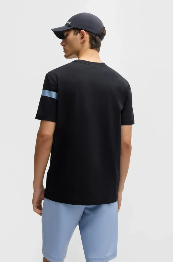 HUGO BOSS T-Shirts>T-shirt De Ajuste Regular Em Algodão Elástico Com Risca De Logótipo