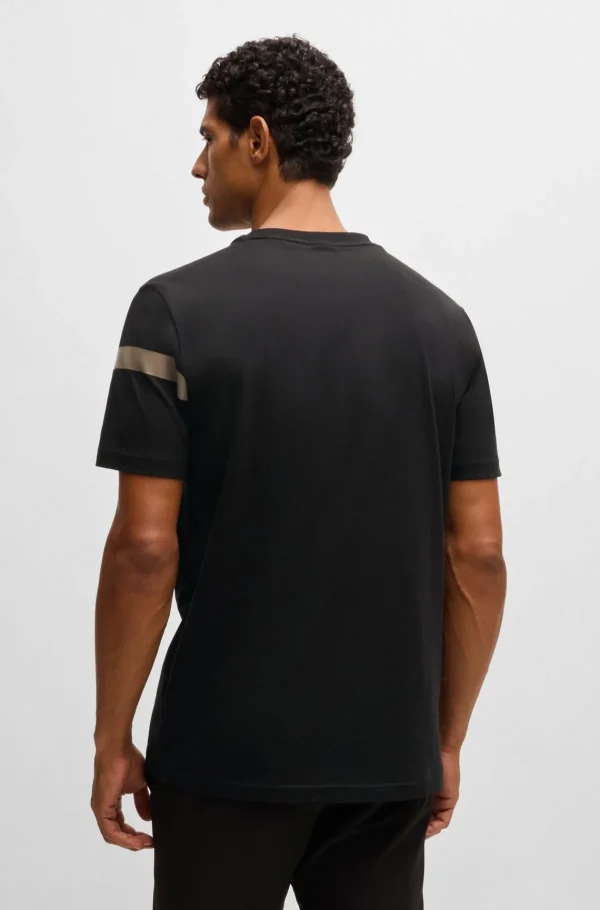 HUGO BOSS Ginásio E Corrida>T-shirt De Ajuste Regular Em Algodão Elástico Com Risca De Logótipo