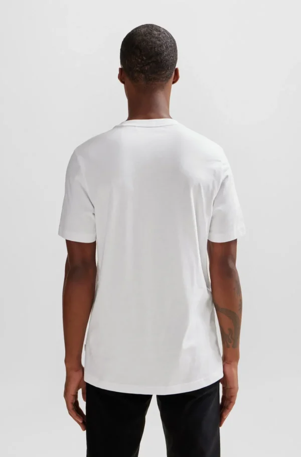 HUGO BOSS T-Shirts>T-shirt De Ajuste Regular Em Jersey De Algodão Com Arte Sazonal