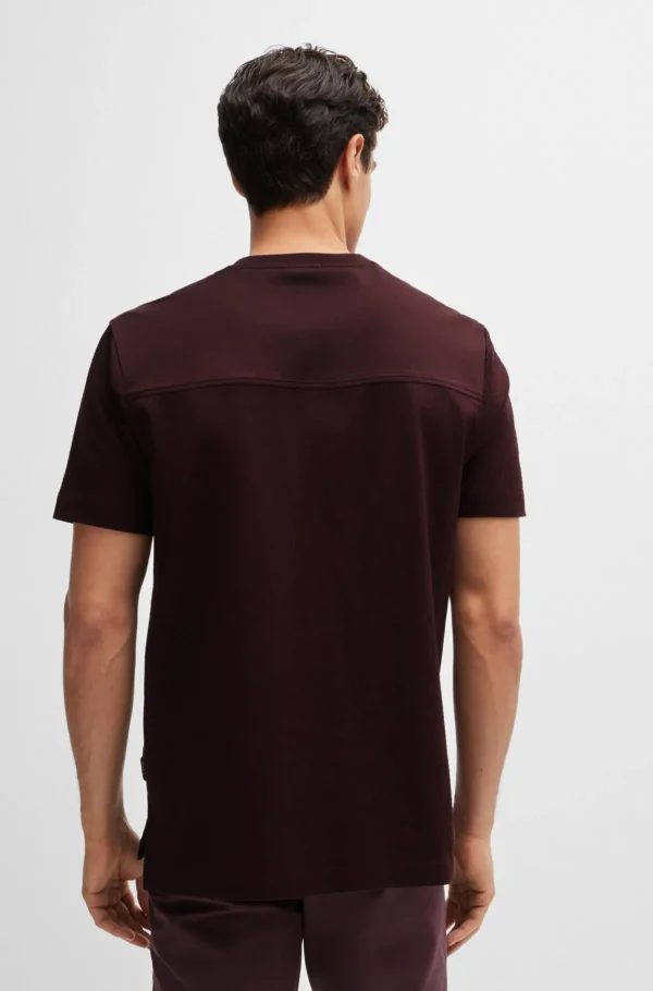 HUGO BOSS T-Shirts>T-shirt De Ajuste Regular Em Algodão Ripstop Com Acabamentos Simples