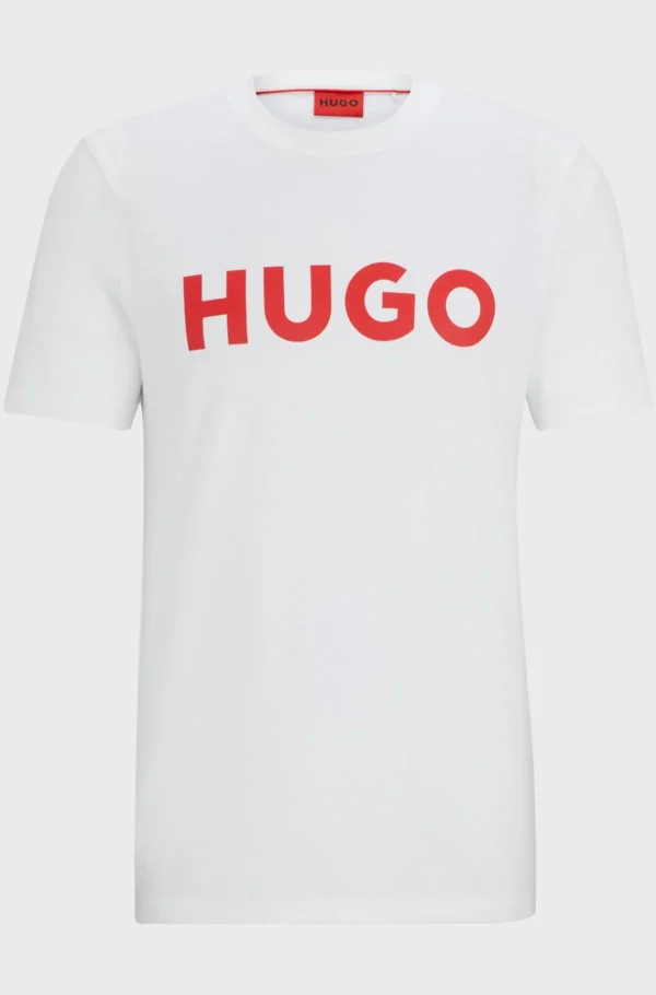 HUGO BOSS Artigos Essenciais>T-shirt De Ajuste Regular Em Jersey De Algodão Com Logótipo Contrastante