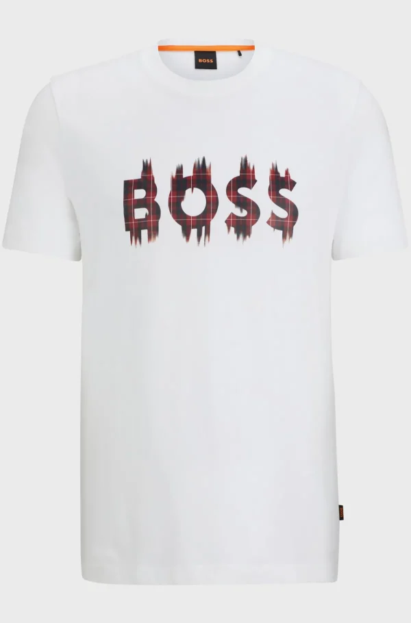HUGO BOSS T-Shirts>T-shirt De Ajuste Regular Em Jersey De Algodão Com Arte Sazonal