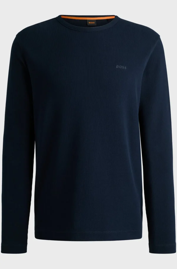 HUGO BOSS T-Shirts>T-shirt De Ajuste Regular Em Mistura De Algodão Com Logótipo Bordado