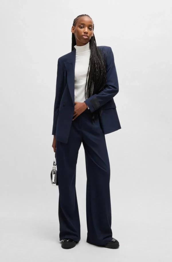 MULHER HUGO BOSS Camisolas E Cardigans>T-shirt De Ajuste Slim De Algodão Elástico Com Logótipo Estampado