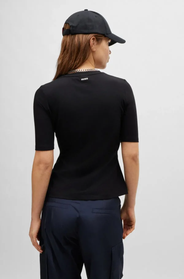 MULHER HUGO BOSS Artigos Essenciais>T-shirt De Ajuste Slim Em Algodão, Modal E Elástico