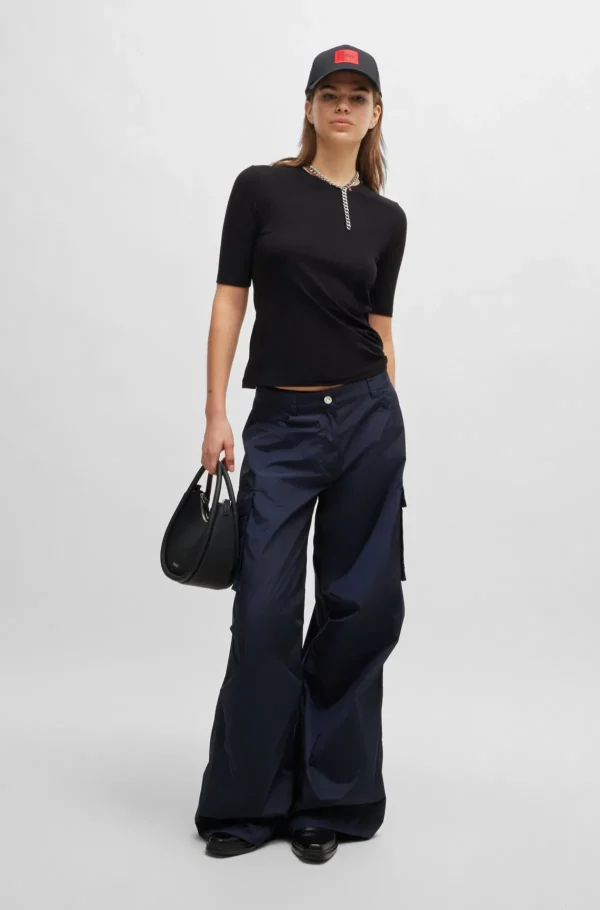 MULHER HUGO BOSS Artigos Essenciais>T-shirt De Ajuste Slim Em Algodão, Modal E Elástico