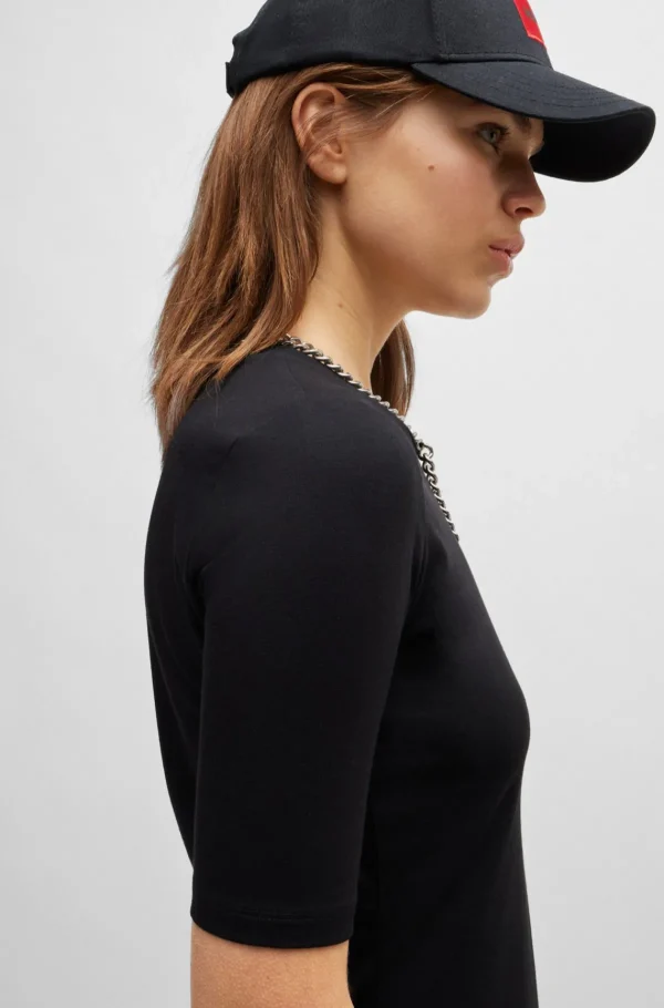 MULHER HUGO BOSS Artigos Essenciais>T-shirt De Ajuste Slim Em Algodão, Modal E Elástico