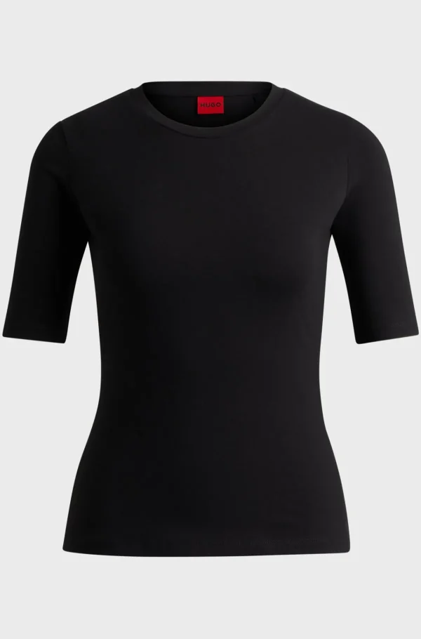 MULHER HUGO BOSS Artigos Essenciais>T-shirt De Ajuste Slim Em Algodão, Modal E Elástico